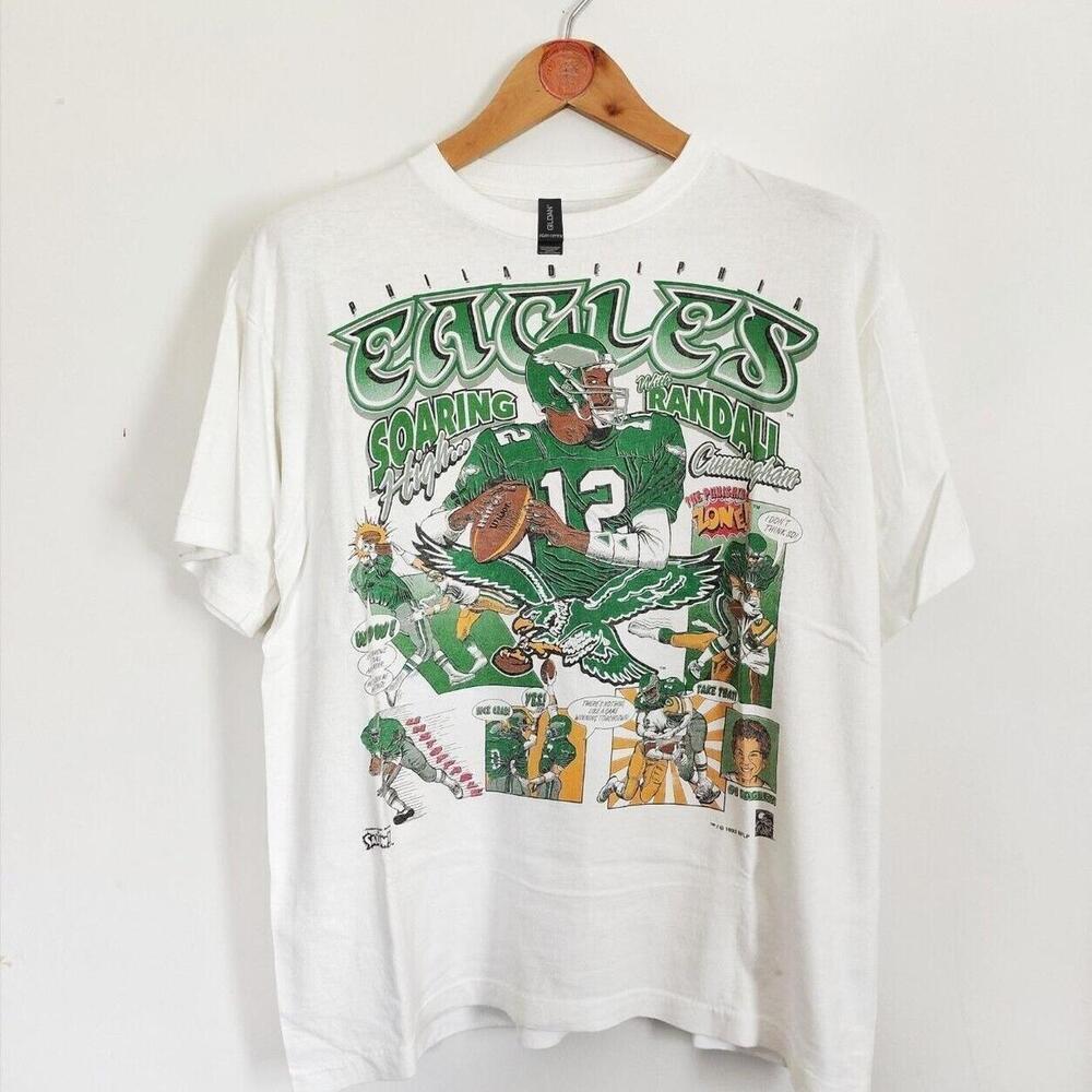 1993 Philadelphia Eagles Randall Cunningham T-Shirt - White And Green Cotton